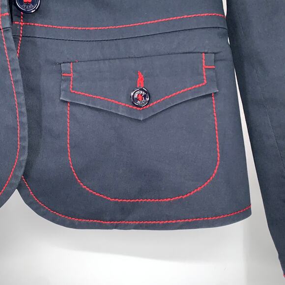 Moschino Navy Blazer With Red Contrast Stitching Peak Lapel Jacket - Picture 7 of 12